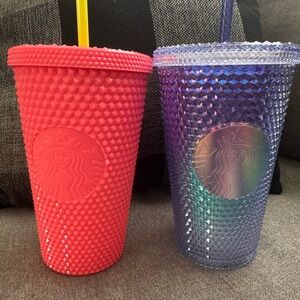 Starbucks Vibrant Pink and Iridescent Blue Tumblers